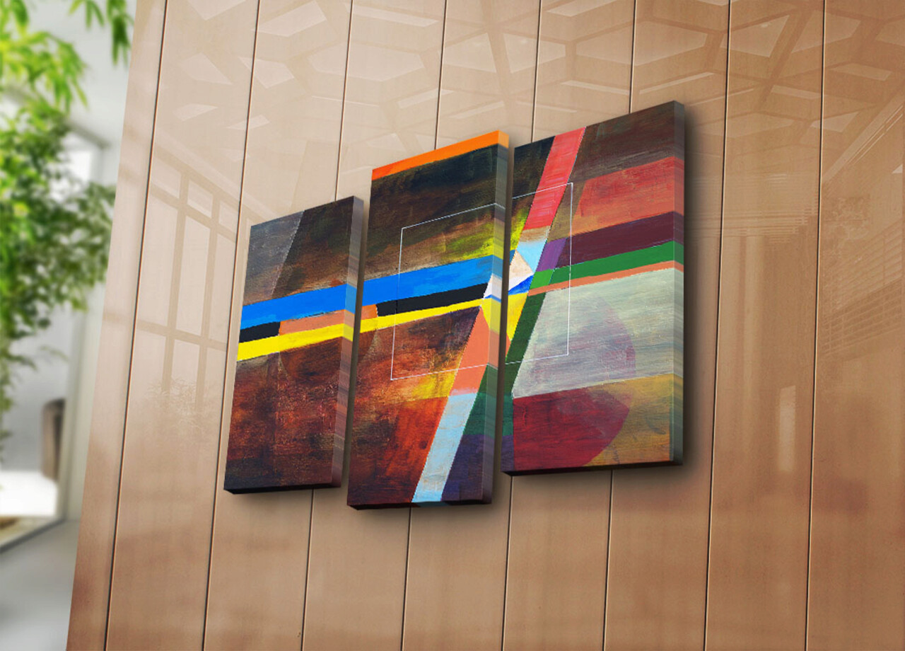 Tablou decorativ, 3PATK-101, 20 x 39 cm, 2 piese, Multicolor - imagine 5